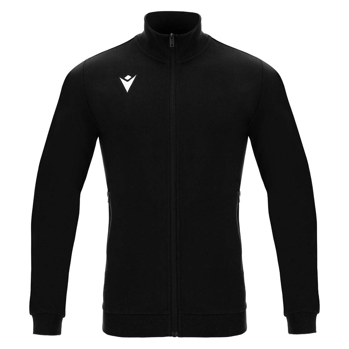Macron 2026/27 black referee full-zip jacket, front view