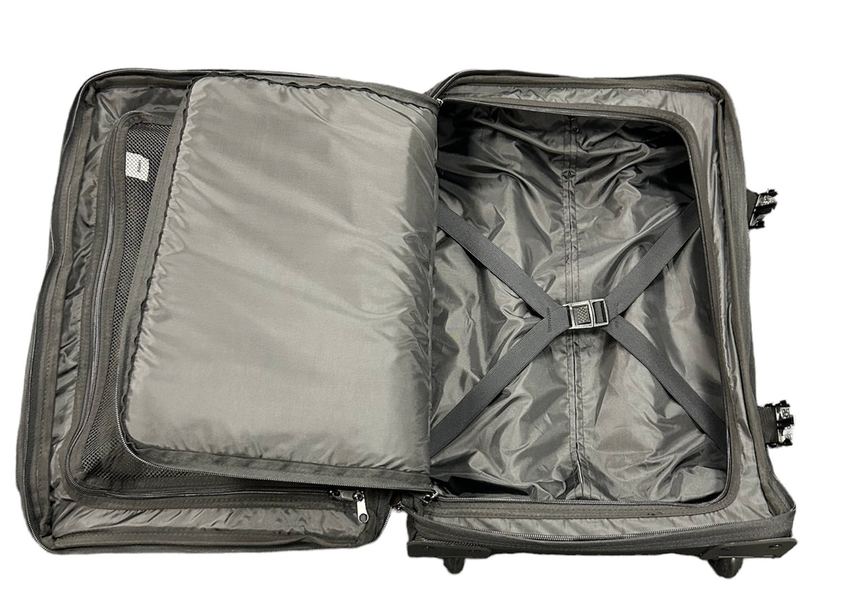 A&H roller bag open flat, showing the zipped mesh lining