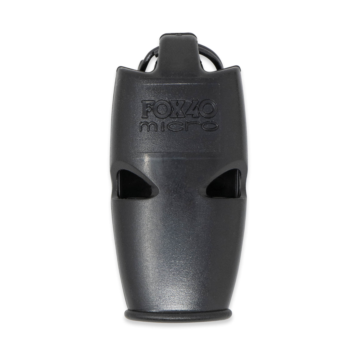 Fox 40 Micro referee whistle in black, front view