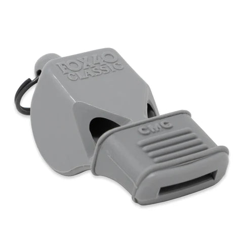 Fox 40 Classic CMG referee whistle in grey with cushioned mouth grip