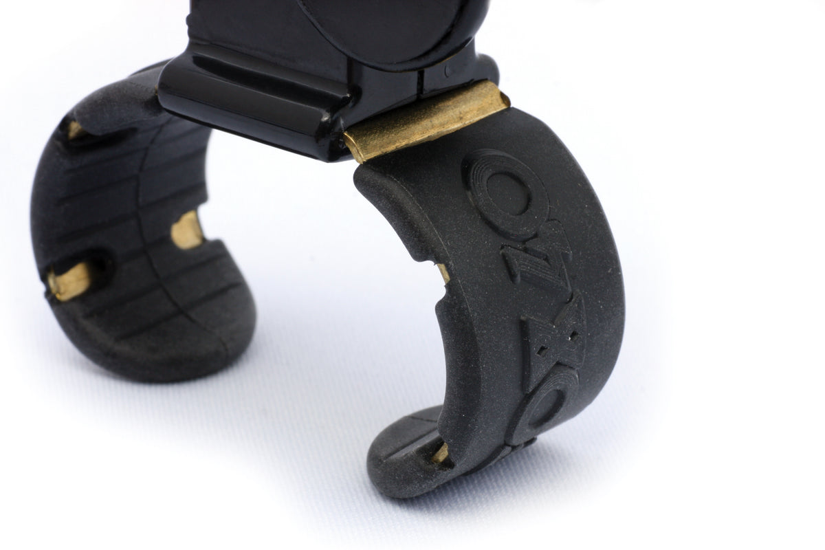 Fox 40 Classic finger-grip whistle in black, close-up of the finger grip