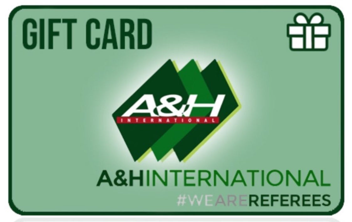 A&H International gift card, green with the A&H logo