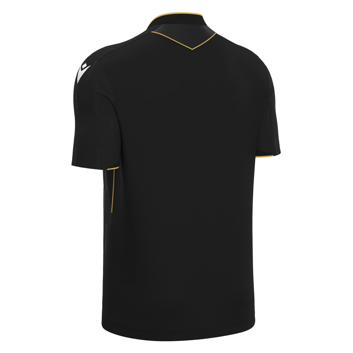 Macron Mendez short-sleeve referee shirt in black, back view