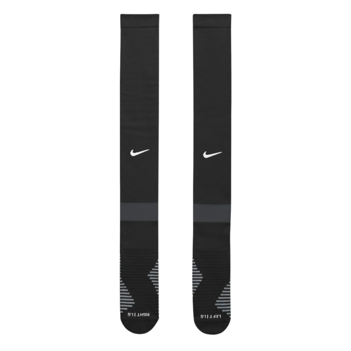 Pair of black Nike referee socks, front view