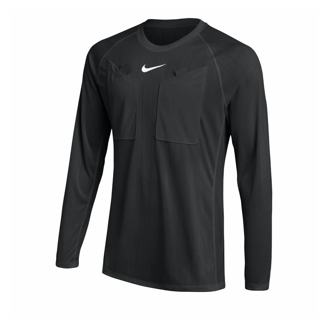 Nike 2026 long-sleeve referee shirt in black, front view