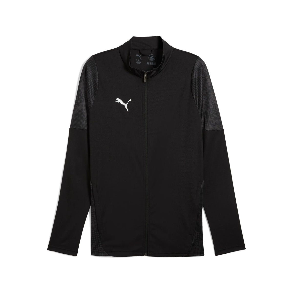 Puma black referee full-zip jacket, front view