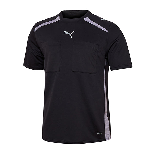 Puma Match Official short-sleeve referee shirt in black, front view