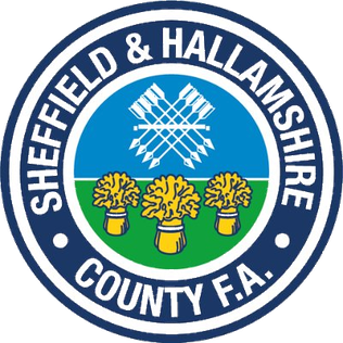 Sheffield & Hallamshire County FA referee badge: circular crest with wheatsheaves