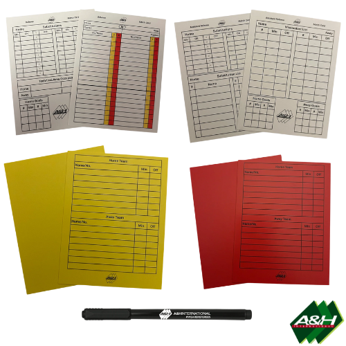 A&H Write-On range bundle: match cards, assistant referee cards, red and yellow cards and a marker pen