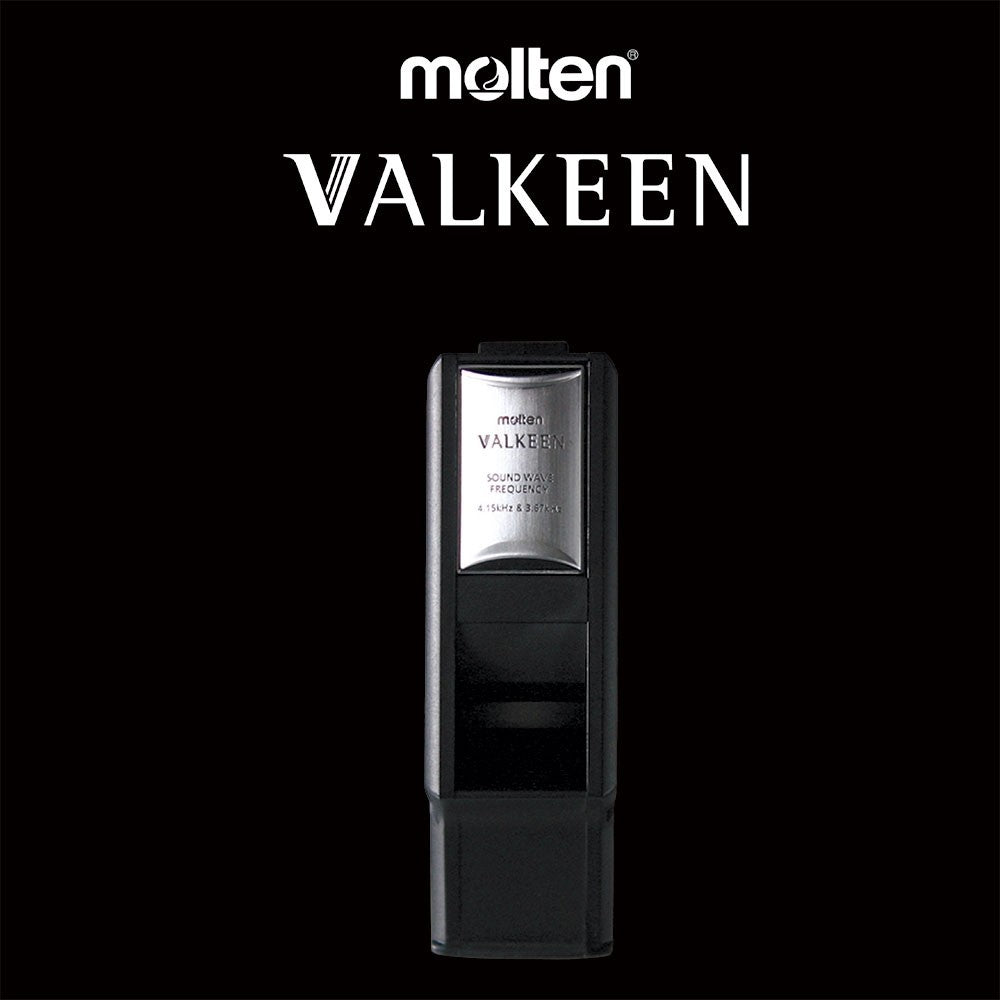 Molten Valkeen referee whistle on a black background