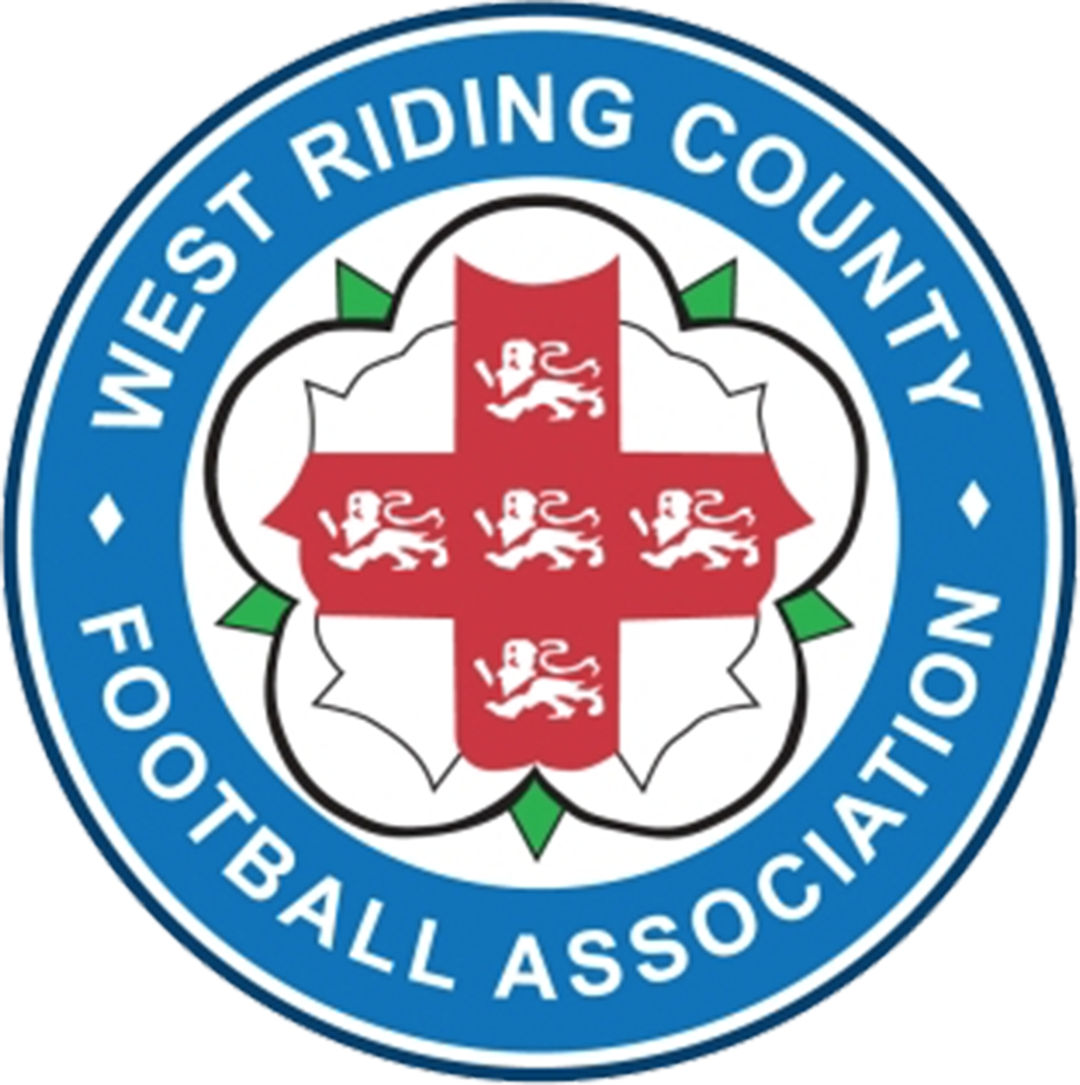 West Riding County FA referee badge: red cross with white roses and lions in a blue circle
