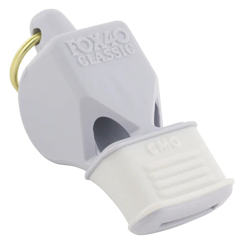 Fox 40 Classic CMG referee whistle in white with cushioned mouth grip