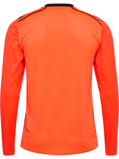 Hummel 2026 long-sleeve referee shirt in orange, back view