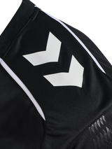 Close-up of the Hummel chevron sleeve detail on the black Hummel 2026 referee shirt