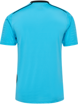 Hummel 2026 short-sleeve referee shirt in blue, back view