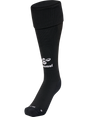 Hummel 2026 black referee socks with white Hummel logo, front view