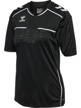 Hummel 2026 women's short-sleeve referee shirt in black, front view