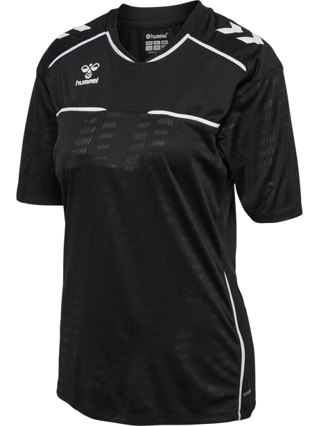 Hummel 2026 women's short-sleeve referee shirt in black, front view