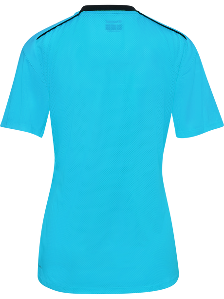 Hummel 2026 women's short-sleeve referee shirt in blue, back view