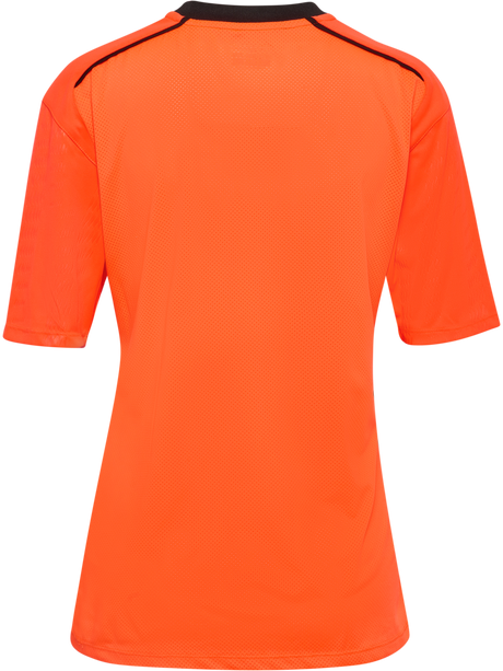 Hummel 2026 women's short-sleeve referee shirt in orange, back view