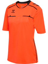 Hummel 2026 women's short-sleeve referee shirt in orange, front view