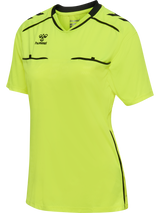 Hummel 2026 women's short-sleeve referee shirt in yellow, front view