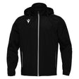 Macron 2026/27 black hooded referee rain jacket, front view