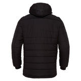 Macron 2026/27 black padded hooded referee winter jacket, back view