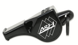 Limited edition black Fox 40 Classic whistle with A&H logo, side view