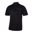 A&H black short-sleeve referee shirt with grey-trimmed chest pockets, front view