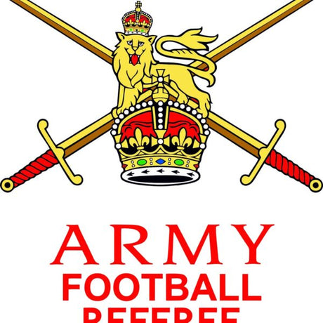 Army FA referee badge: royal crest above crossed swords with Army Football Referee text