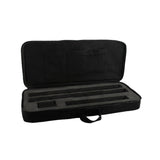 Touchline PowerFlags black carry case open, showing the foam inserts