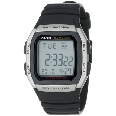 Casio W-96H black digital referee watch, front view