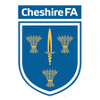 Cheshire FA referee badge: blue shield with a sword and three wheatsheaves