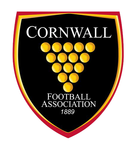 Cornwall FA referee badge: black shield with gold bezants and 1889 date