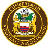 Cumberland FA referee badge: brown circular crest with the county coat of arms