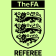 FA Referee 3 Lions iron-on badge, black design with Three Lions crest