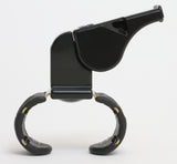 Fox 40 Classic finger-grip whistle in black, side profile