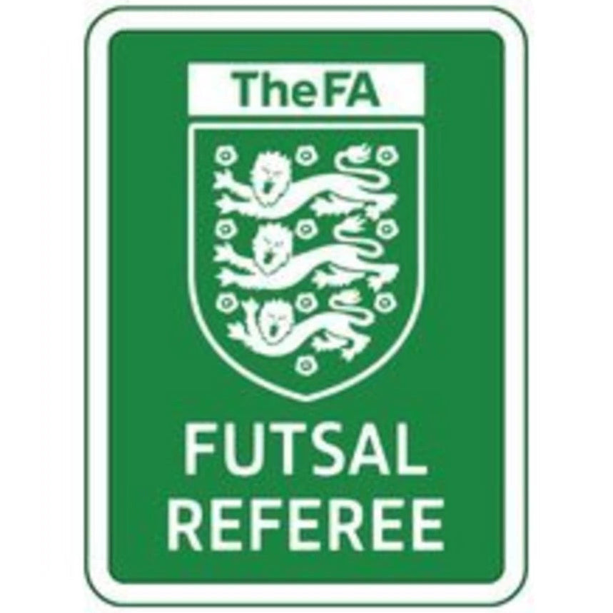 FA Futsal Referee iron-on badge: green with the Three Lions crest