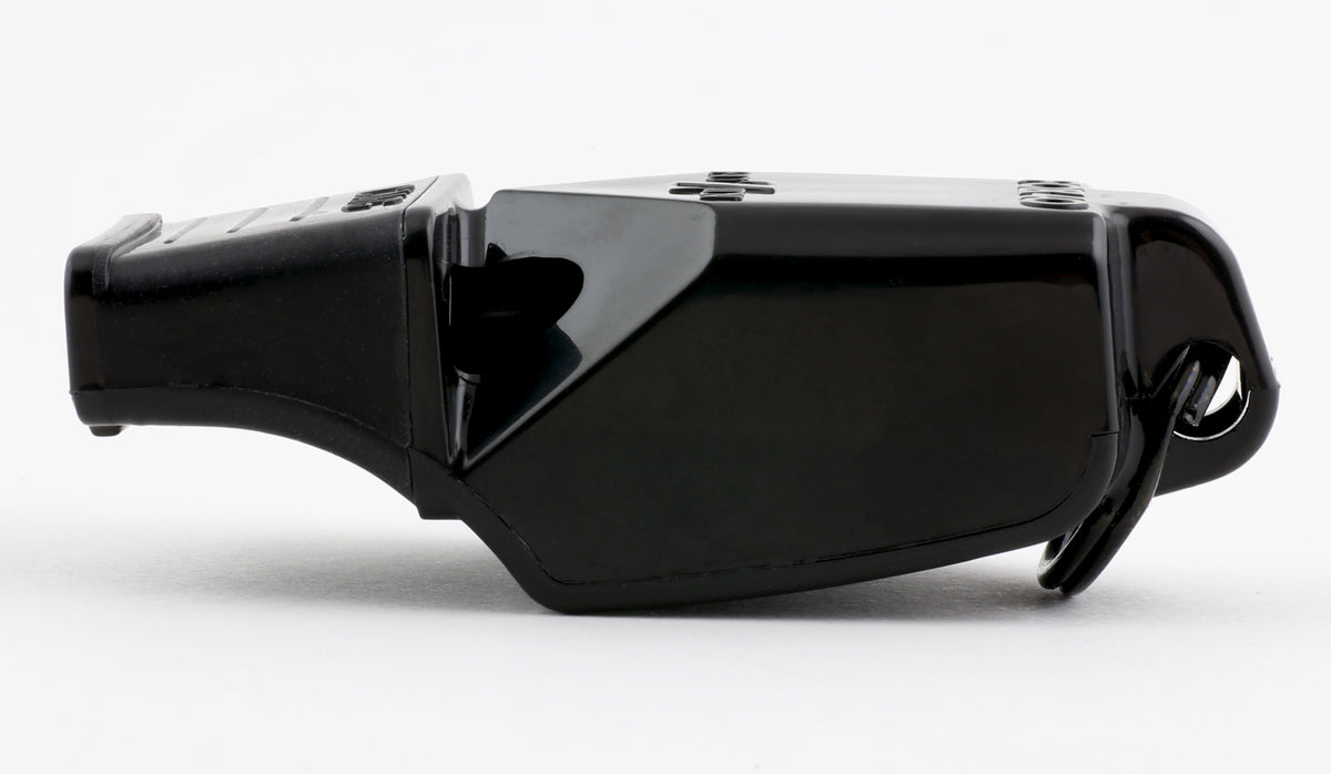 Fox 40 Fuziun CMG referee whistle in black, side profile
