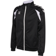 Hummel 2026/28 black referee full-zip jacket with white chevron sleeves, front view