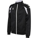Hummel 2026/28 black referee full-zip jacket with white chevron sleeves, front view