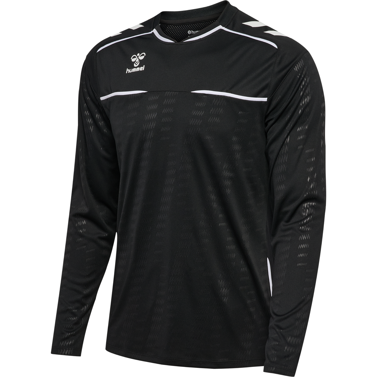 Hummel 2026 long-sleeve referee shirt in black, front view