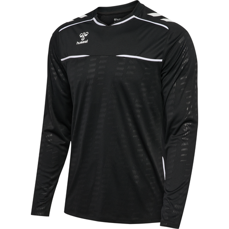 Hummel 2026 long-sleeve referee shirt in black, front view