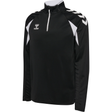 Hummel 2026/28 black referee 1/4-zip midlayer with white chevron sleeves, front view