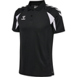 Hummel 2026/28 black referee polo shirt with white chevron sleeves, front view