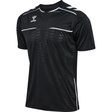 Hummel 2026 short-sleeve referee shirt in black, front view