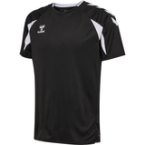 Hummel 2026/28 black referee training top with white chevron sleeves, front view