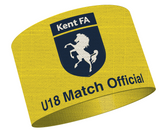Kent FA yellow U18 Match Official armband with the Kent FA badge