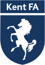 Kent FA referee badge: white rearing horse on a navy shield